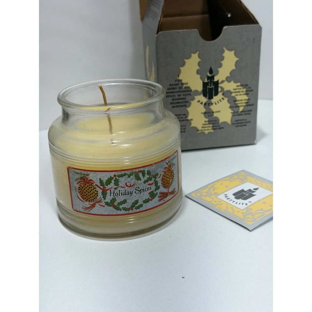 PartyLite Holiday Spices Scented Jar Candle P1439 with Frosted Lid and Box - Picture 7 of 7